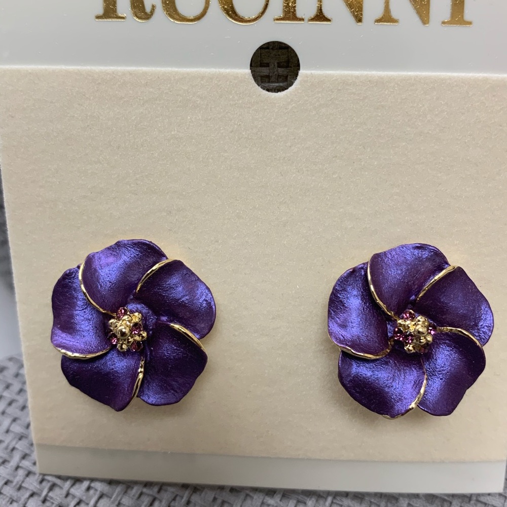 Two Flower Violet  earring